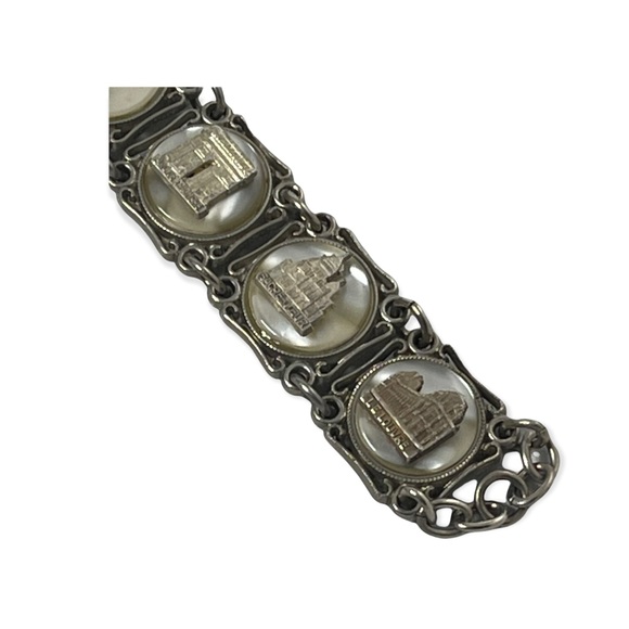 VTG silver PARIS FRANCE FRENCH Eiffel tower lucite link panel tourist bracelet - Picture 9 of 12